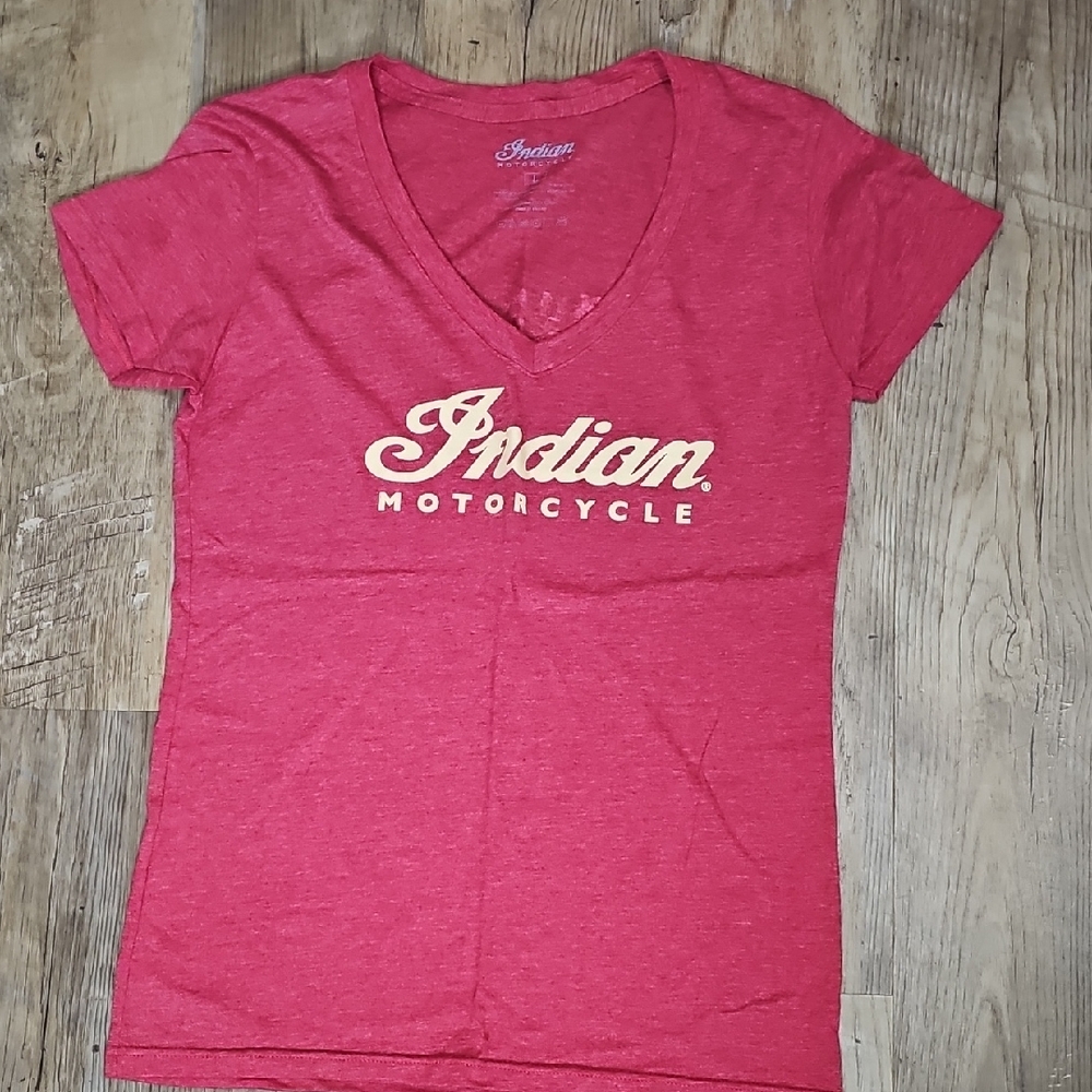 Indian Motorcycle Women's Pink V-Neck Tee